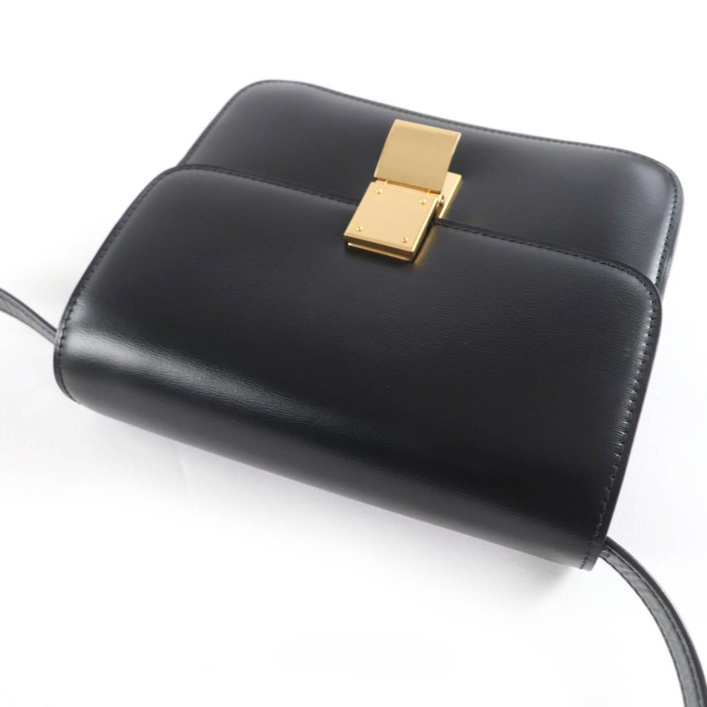 Great CELINE Shoulder Bag Classic Box Teen Black Leather Women Used