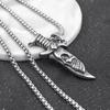 Men's Necklace Stainless Steel Dagger Skull Pendant Vintage Hip-hop Jewelry Copper Color Male Neck Chain Punk Jewelry