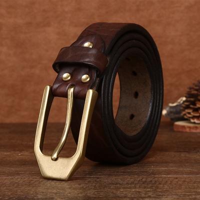 New Retro Washed Extra Thick Outdoor First Layer Cowhide Belt Men's Stainless Steel Versatile Casual Belt Men's
