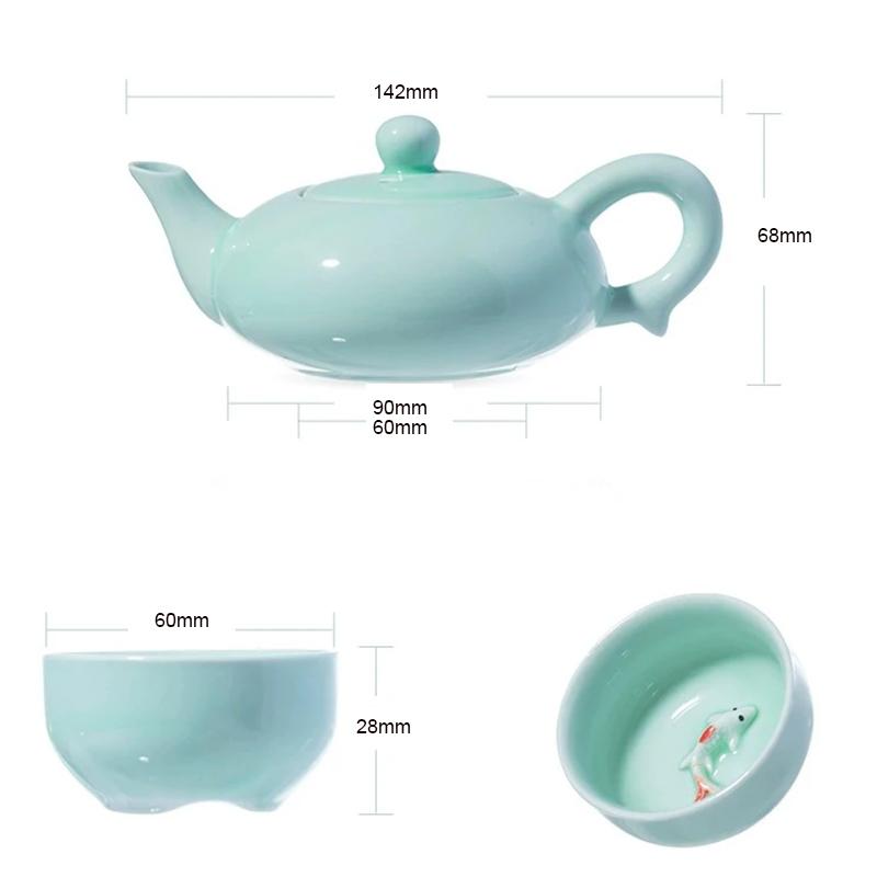 Set de ceai 7 piese 1 ceainic + 6 cești de ceai ceramică chinezească Kung Fu ceai Porțelan Rezistent la căldură Ceașă de ceai Portabil Cești de ceai Puer