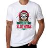Merry Slothmas cute sloth wearing Santa hat TShirt Outdoor Sports Lightweight Tee