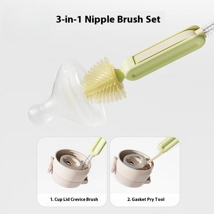 Bottle Brush Portable Baby Bottle Cleaning Straw Brush Pacifier Brush Cup Brush Drain Holder Set