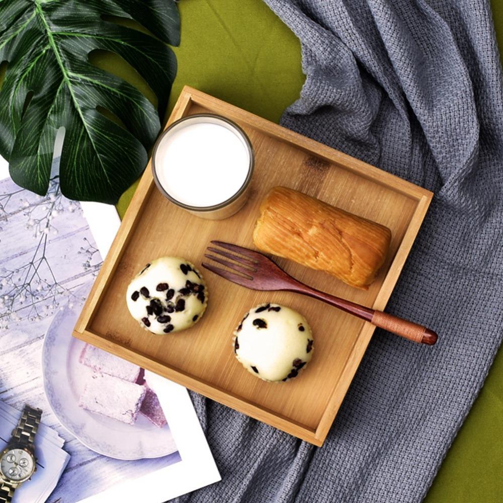 Rectangular Shape Japanese Style Tray Square Design Wooden Construction Fruit Tea Tray Bamboo Food Serving Tray Home Kitchen