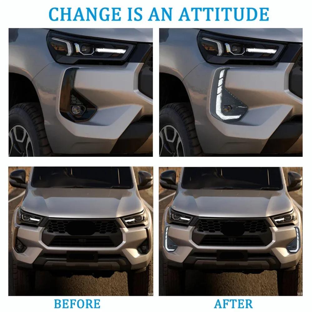 12V DRL Turn Signal LED Front Fog Lights  For Toyota Hilux 2024