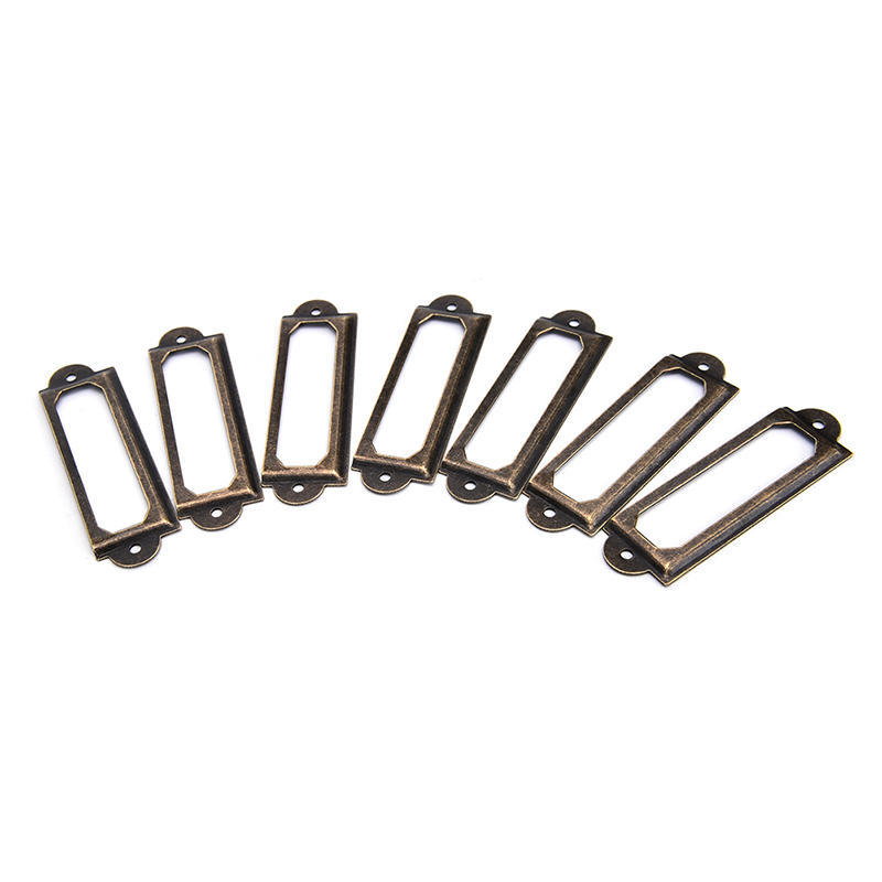 50 X Rám Zásuvka Box Pouzdro Skříňka Držáky Štítků na Karty 60X17Mm Staromosaz,