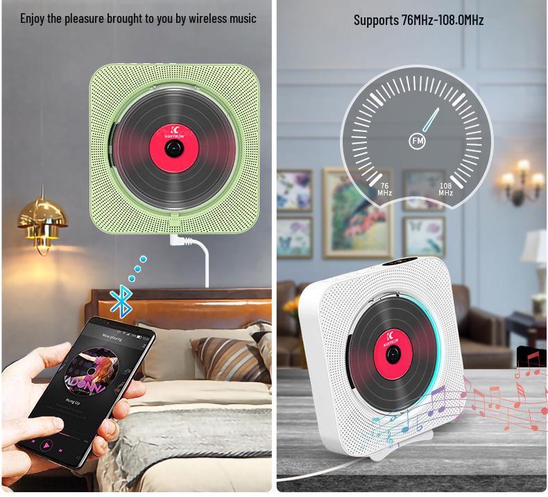 Wall-Mounted Bluetooth CD Speaker & Music Player with Cover - Early Education Learning Repeater & Radio MP3 Player