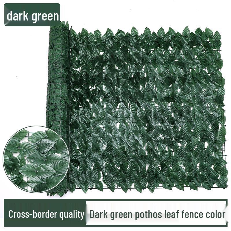 Artificial Green Leaf Hedge: Fake Pothos Climbing Plant, Plastic Balcony Fence & Wall Screening