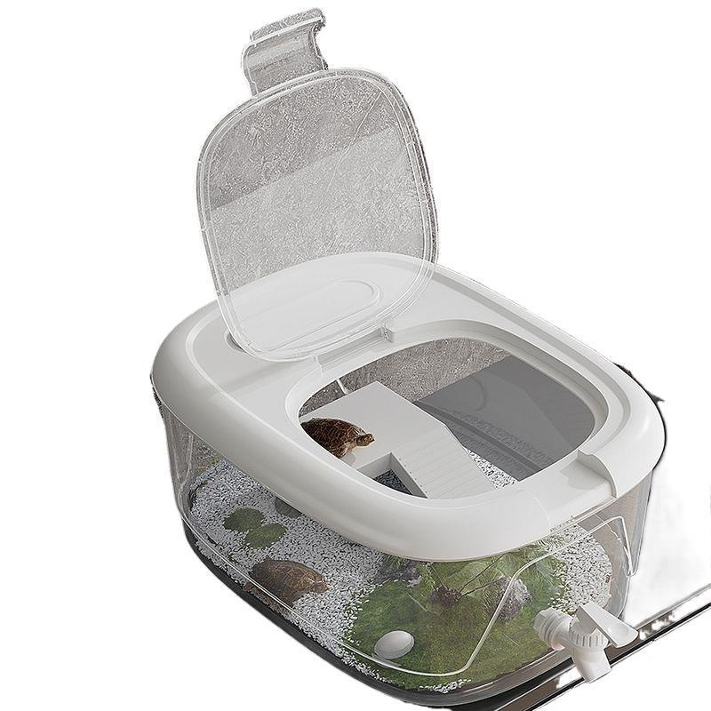 Eco-Friendly Turtle Breeding Tank with Climbing Platform and Drainage Lid