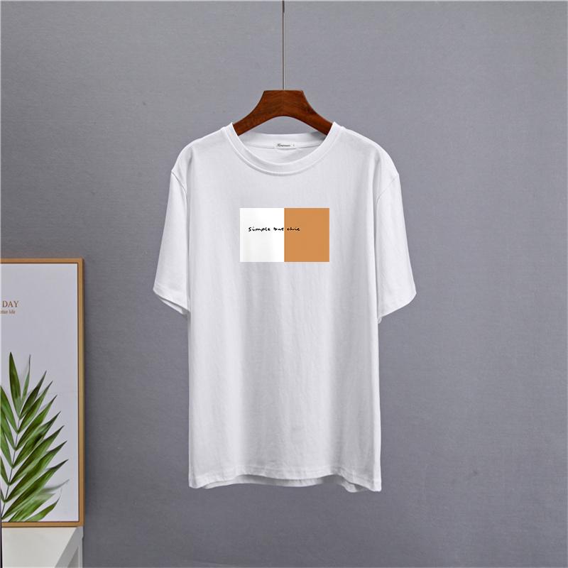 Módní tričko Shellsuning s potiskem dopisů pro ženy Letní základní trička s výstřihem do O Umělecká trička nadměrné velikosti Dámské 100% bavlna Základní měkké topy Harajuku