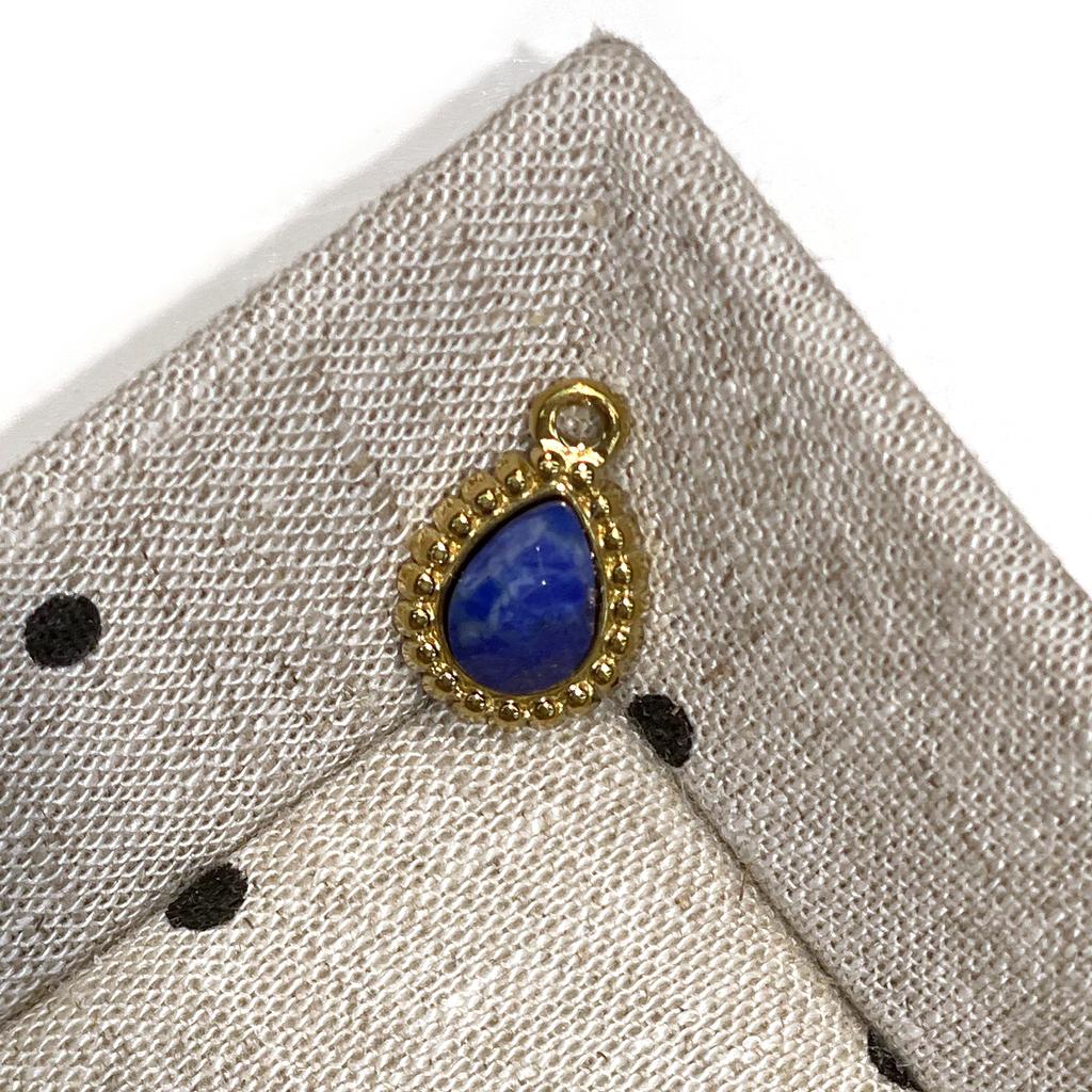 3Pcs, Natural Stone Teardrop Faceted Pendant 11x15mm Golden Bezel Frame Charm for DIY Necklace Jewelry Making