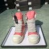 R-o Luxury Men Sneaker Peach Pink Leather High Top Shoe Women Boots Jumbo Laces Casual Shoes Cowhide Sneakers Ankle Boot