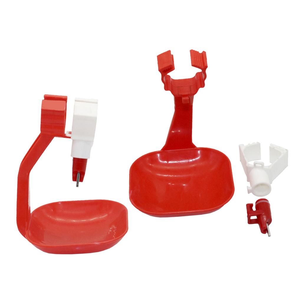 22mm Interface Square Tube Hanging Cup and Stainless Steel Drinking Nozzle Kit 360 Degrees Rotatable Duck Goose Waterer 1 Set