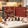Bulldog Countdown Calendar French Advent Calendar, 24-Day Christmas Acrylic Ornament, Collectible Gift for Pet Owners Figurine Hanging Decor Tree, Dog