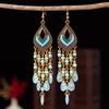 Bohemian Cross-Border Handmade Water Drop Rice Bead Tassel Earrings for Travel Photography