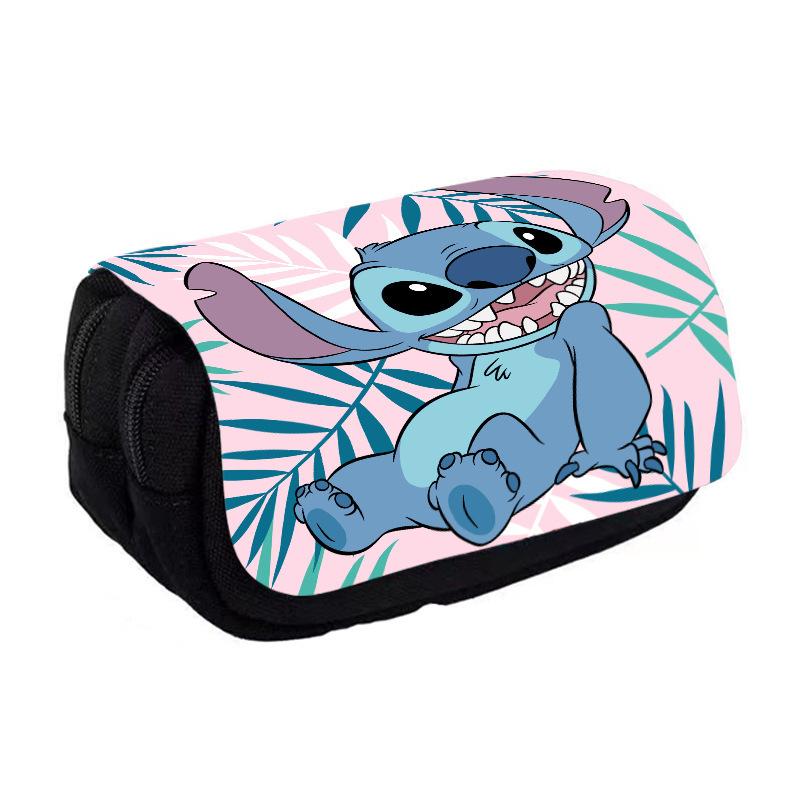 Stitch Cartoon Double Large Capacity Flip Pencil Case Children'S Stationery Box