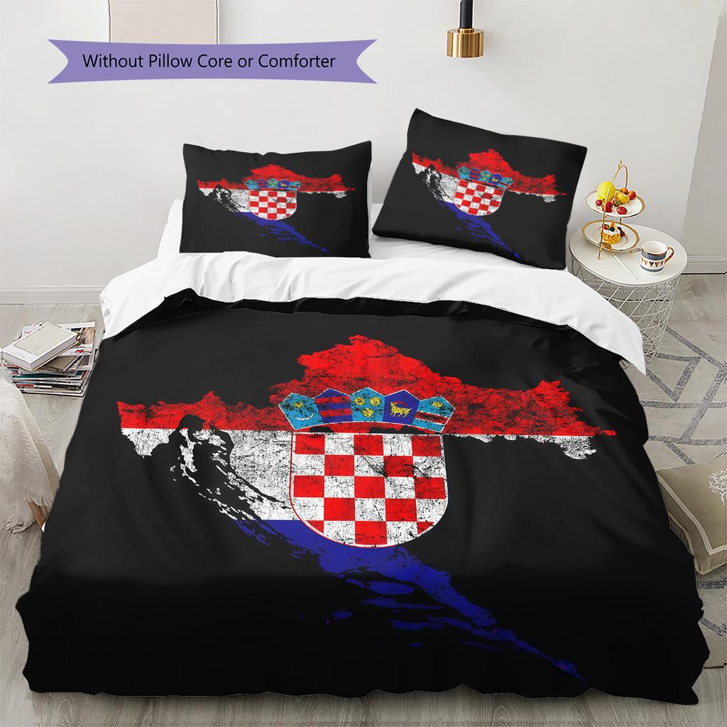 Hrvatski Nogometni Savez Pattern Bedding Quilt Set Home Decoration Gift (1 * Duvet Cover + 2 * Pillowcase Without Core)