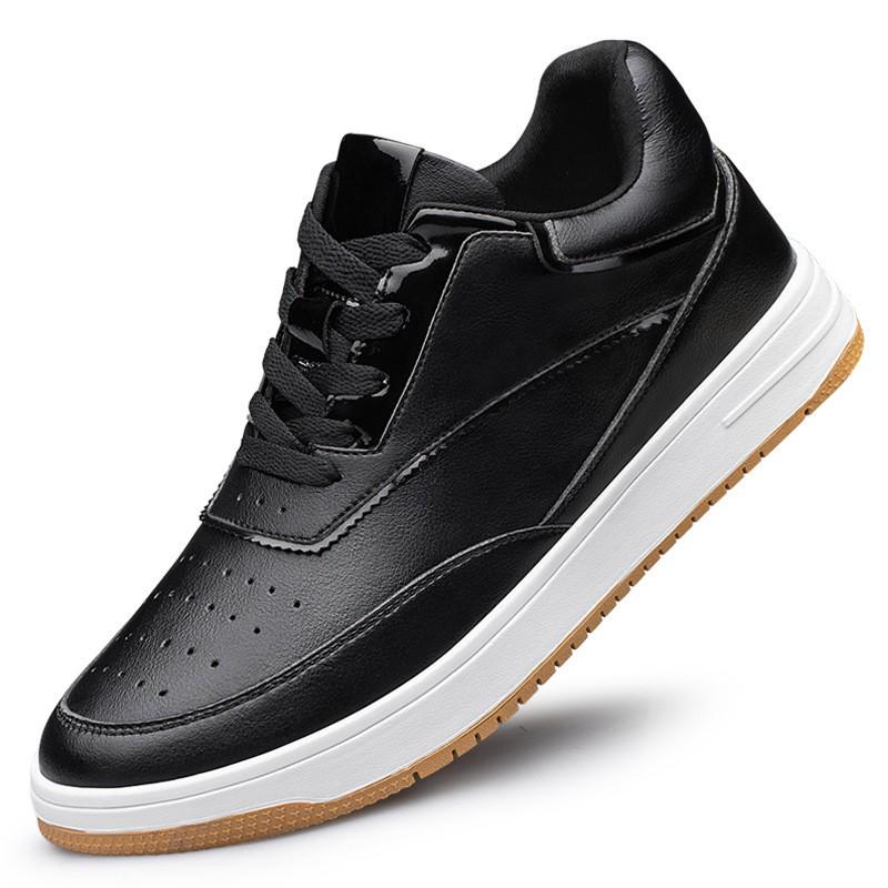 Men s Thick-Soled Casual Shoes with Height Boost - Cowhide Upper, White, Trendy Spring/Autumn 39