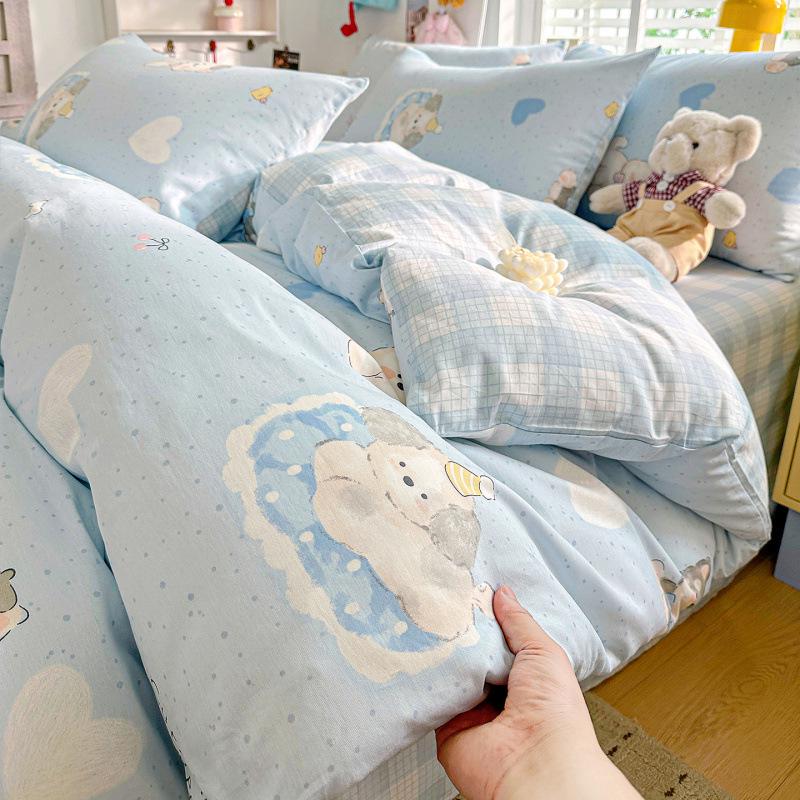 Pure Cotton Fresh Style Four-Piece Bedding Set for Spring/Summer - 2026 Edition (Fits 1.8m Beds)