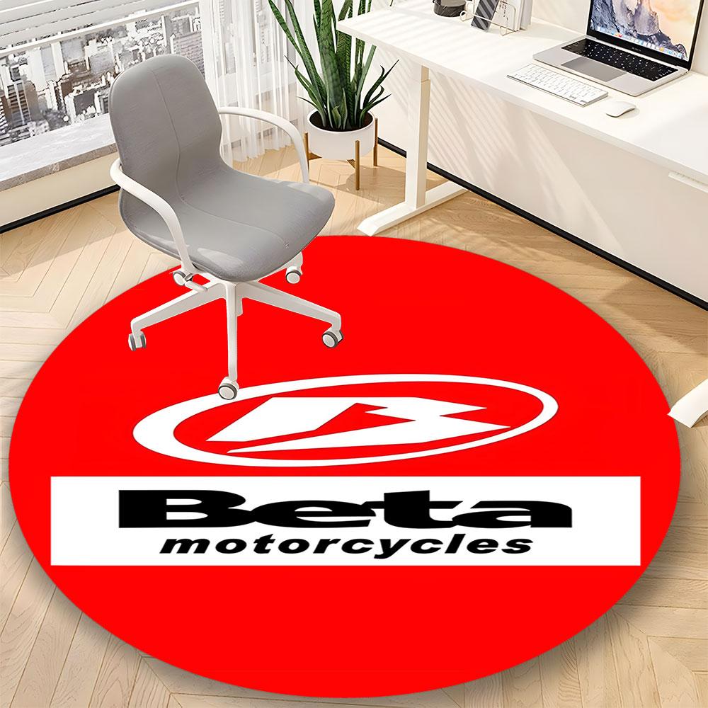 Beta Logo Round Rug – Non-Slip Round Floor Mat – Indoor Home Decor Rug
