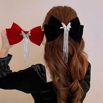 Fashionable High-end Bow Tassel Ribbon Hair Clip for Women Gorgeous and Elegant Headwear for Girls Styling Accessories Gifts