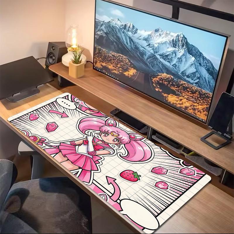 Sailor Moon Print  Cushion Non-slip Laptop Tablet Big Mousepad XXL Mat Mini PC Playmat With Lock edge