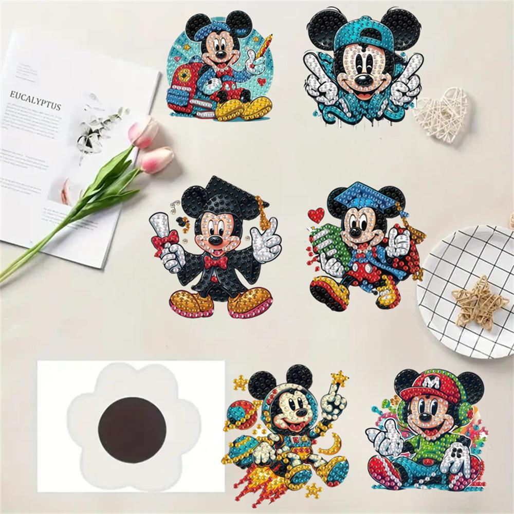 6Pcs Mickey Series Diamond Art Fridge Magnet Diamond Painting Refrigerator Magnet Diamond Painting Fridge Magnet for Adults Beginners