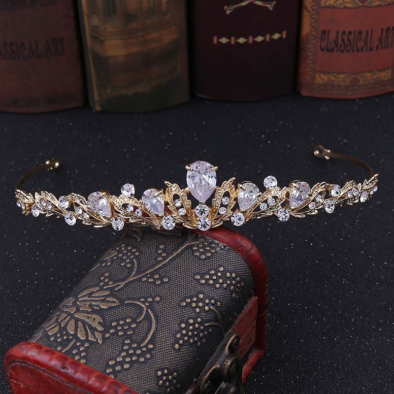 Wedding Tiaras Hair Accessories For Women Baroque Imitation Pearl Crowns Shiny Rhinestone Headwear Bridal Charming Hair Jewelry