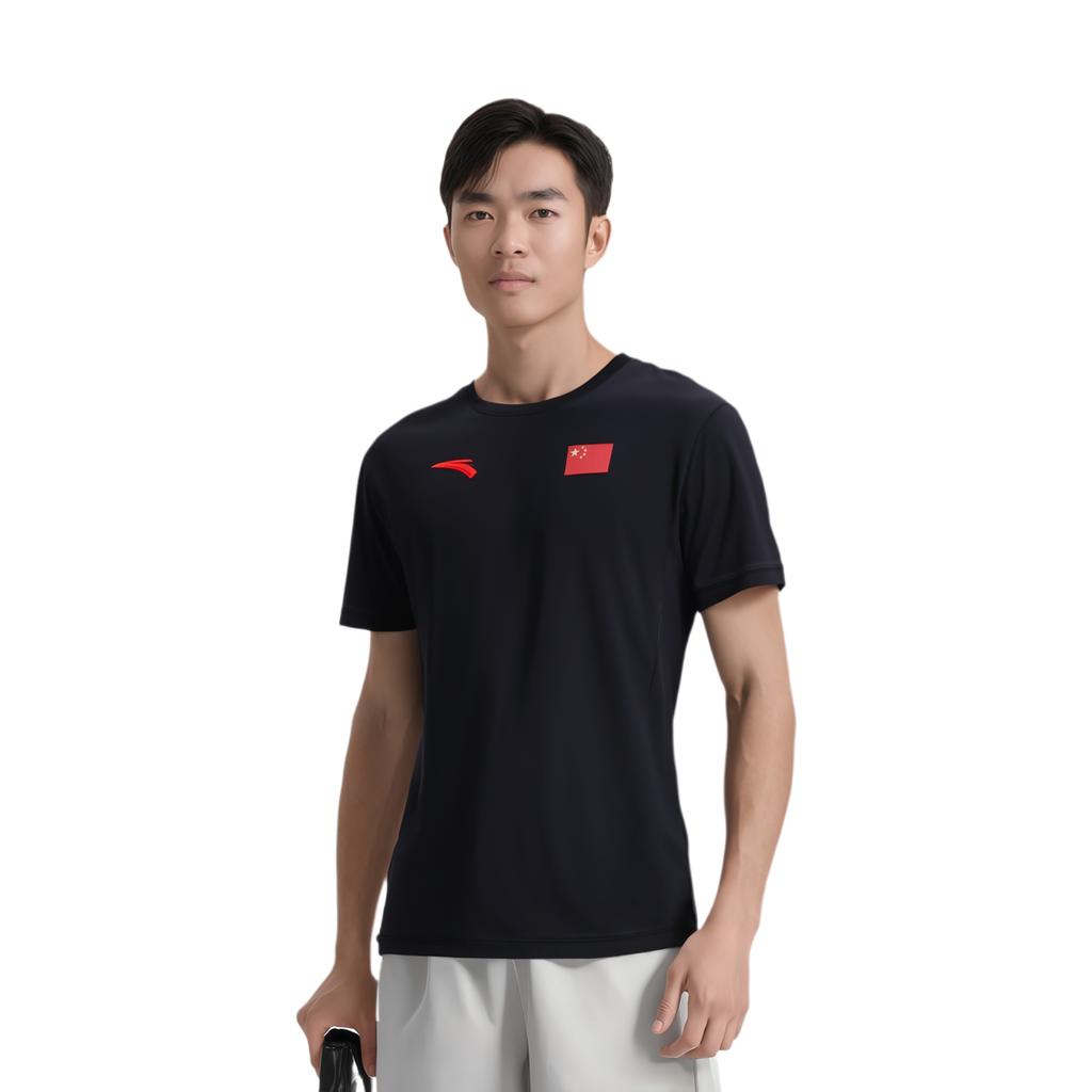 Anta Round Neck Pullover Breathable Comfortable Knitted Short Sleeve T-Shirt Unisex Tops Legendary-Blue 452430101-3