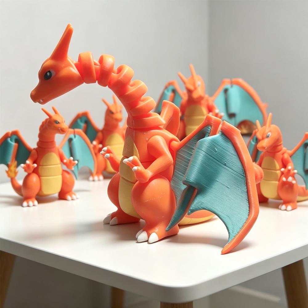 3D Pokemon Printed Articulated Charizard Action Figure Movable Model Ornament Kids Gift Desktop Decoration Toy Stress Relief Toy