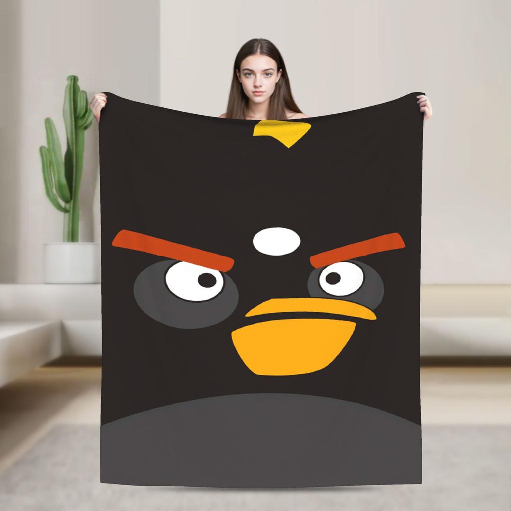 Coperta in Peluche Cartoon Angry Birds A-A per Bambine e Bambini Coperta Plaid in Flanella Morbida Qualità Personalizzata Copriletto Idea Regalo