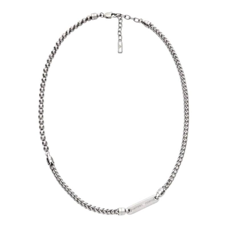 Emporio Armani Original Design Stainless Steel Necklace Men and Women Same Style Couple Model Silver Silver F Basic Packaging-brand Original Box