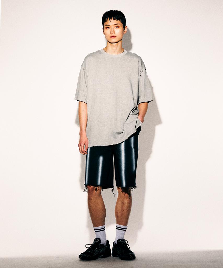 TONSIL Pigment Cutoff Short Sleeve T-Shirt Light Gray