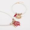 Unique Creative European American Exaggerated Blood Coral Branch Sun Pendant Bohemian Leather Rope Necklace Women Trendy Jewelry