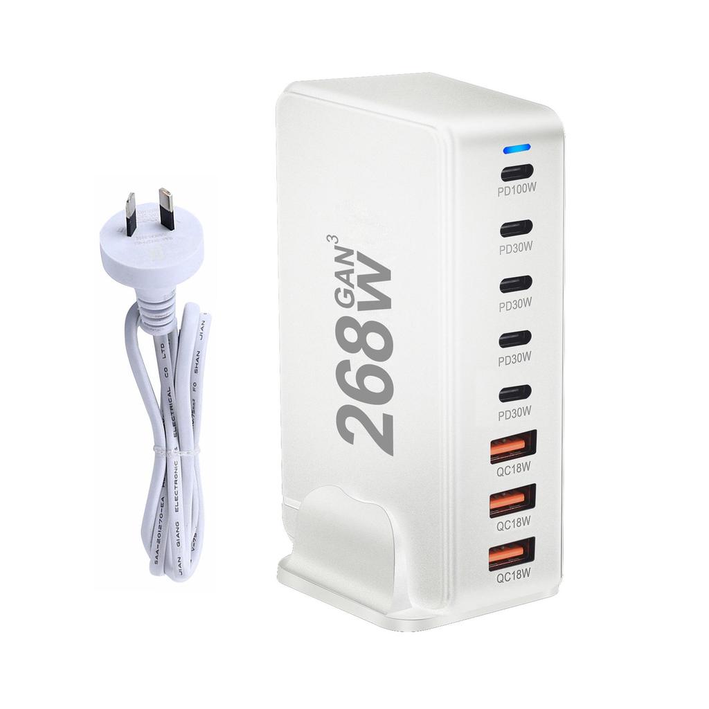 268W Gallium Nitride Multi-Port USB Laptop Charger Head with Super Fast PD Charging
