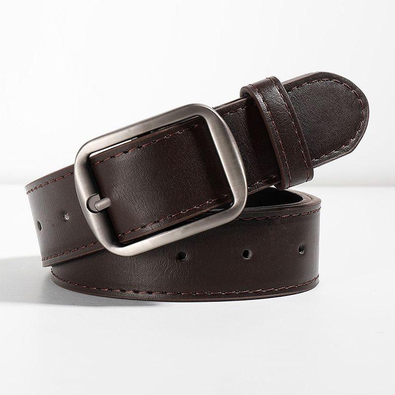 Casual Denim Youthful Belt Crafted From Durable Cowhide In Elegant Black For Looks Fashionable