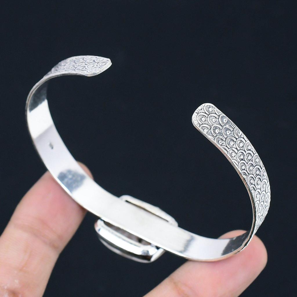Halloween Sale Scolecite Stone Wedding Unique Bangle Jewelry 925 Sterling Silver
