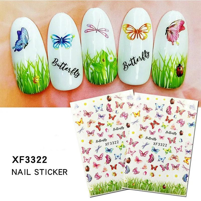2 PCS/SET 3D Stickers Waterproof Cute Butterfly Nail Stickers Nail Decals Art Decorations
