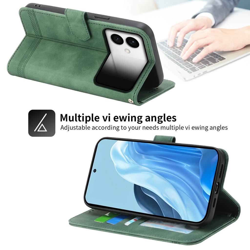 DIERFENG DF-03 For Samsung Galaxy S26 Edge Case Lines Imprint Wallet Leather Phone Cover with Wrist Strap
