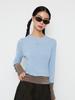 Kelidu Wool Color Block Spandex T-Shirt Blue