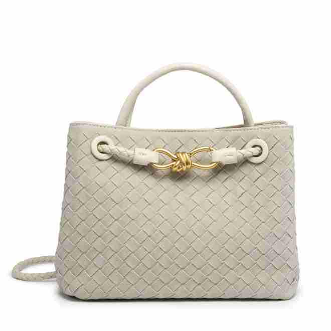 Borsa Tote Tessuta in Velluto Retro: Borsa a tracolla quadrata piccola da donna autunno/inverno