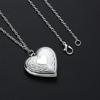 Unique Silver Color Photo Frame Pendant Necklace Carved Designs Heart-shaped Openable Locket Necklace Family Jewelry Gift