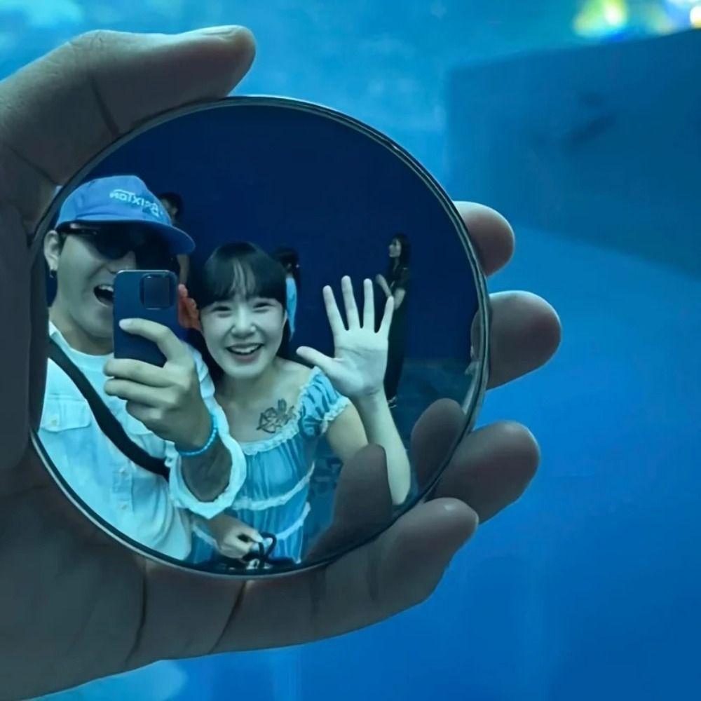 Miroir Convexe Argenté Mini Taille Miroir Convexe Selfie Miroir de Voyage Portable Photographie de Voyage