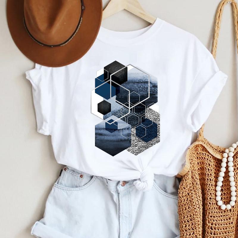 Fashion Casual Landscape Mountain Graphics Womens T-Shirt 90S Summer Blouse Loose White Short Sleeve O-Neck Female Tops Clothing