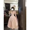 Unique and Beautiful Summer-like Bow Slip Dress, Girly Fashion Temperament, Waist-cinching Long Skirt