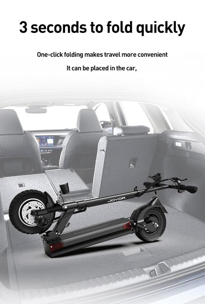 JOYOR Y6-S 500W Foldable Electric Scooter, 48V 18Ah, 60km Range, 10" Tires, Dual Suspension, 19.5kg Lightweight for Commute