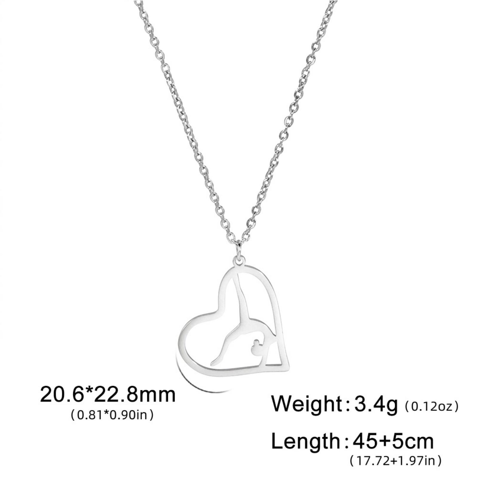 1PC Artistic Love Gymnastics Member Necklace Love Gymnastics Necklace Stainless Steel Gymnastics Enthusiast Souvenir 45-50cm