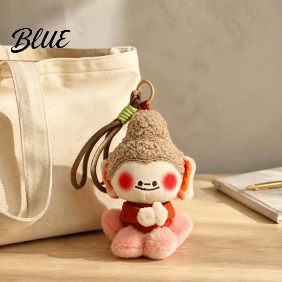 Colorful Woven Bracelet Pendant Cute Buddha Keychain Dunhuang Style Plush with Embroidered Charming Character Details Soft Car Bag Charm,