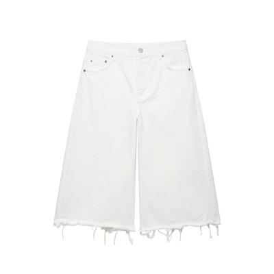 Spring 2026 European & American Style Women's Frayed Denim Casual Shorts 