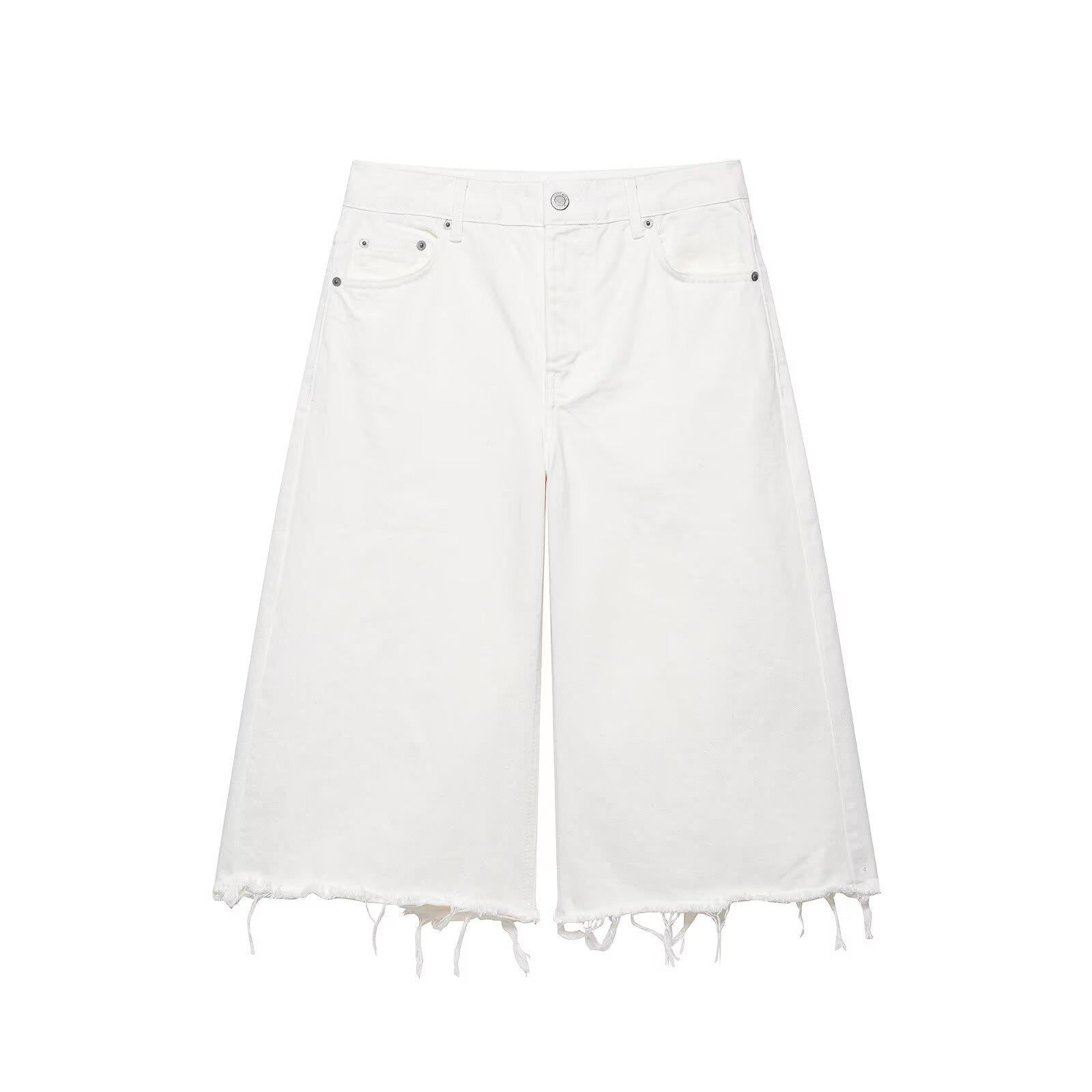 Spring 2026 European & American Style Women s Frayed Denim Casual Shorts Extra Small