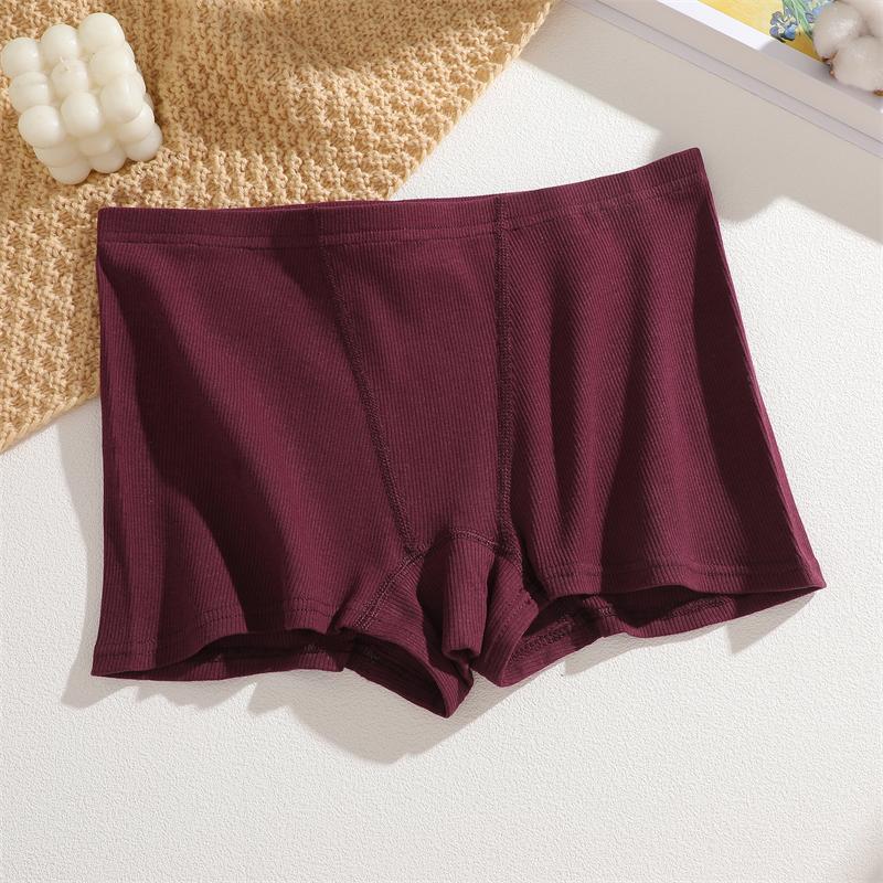 S-XXL Cotton Boyshorts Underwear for Women Stretchy Breathable Panties Sexy Striped Low Waist Shorts Ladies Solid Color Lingerie